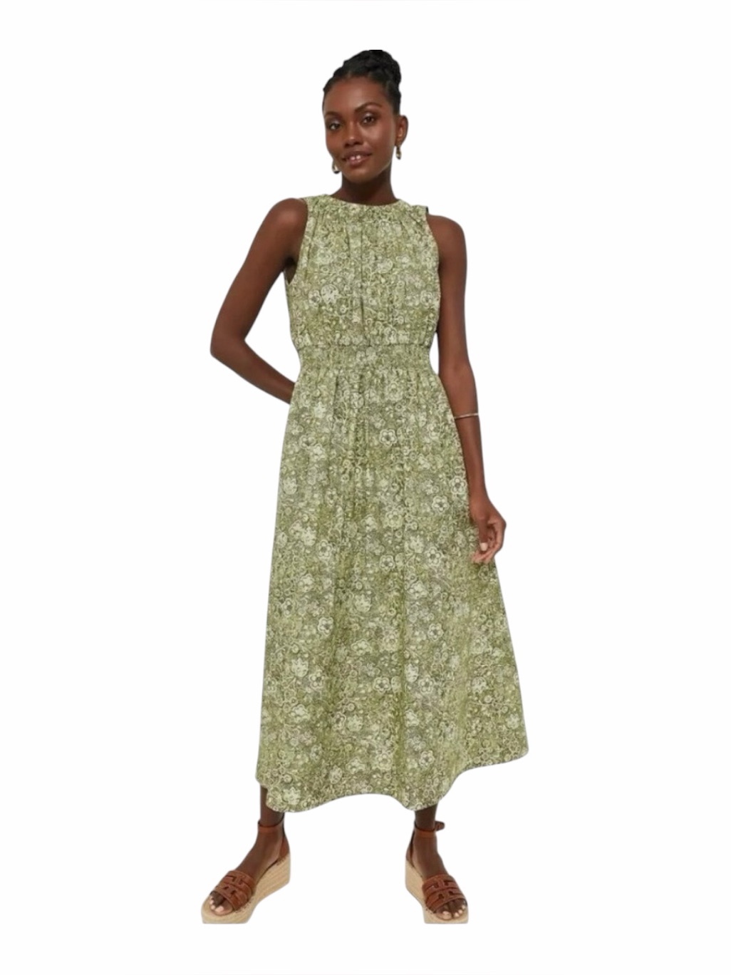 Tuckernuck Bergamot Floral Walker Sleeveless Tank Maxi Dress Green Dress M Nwt